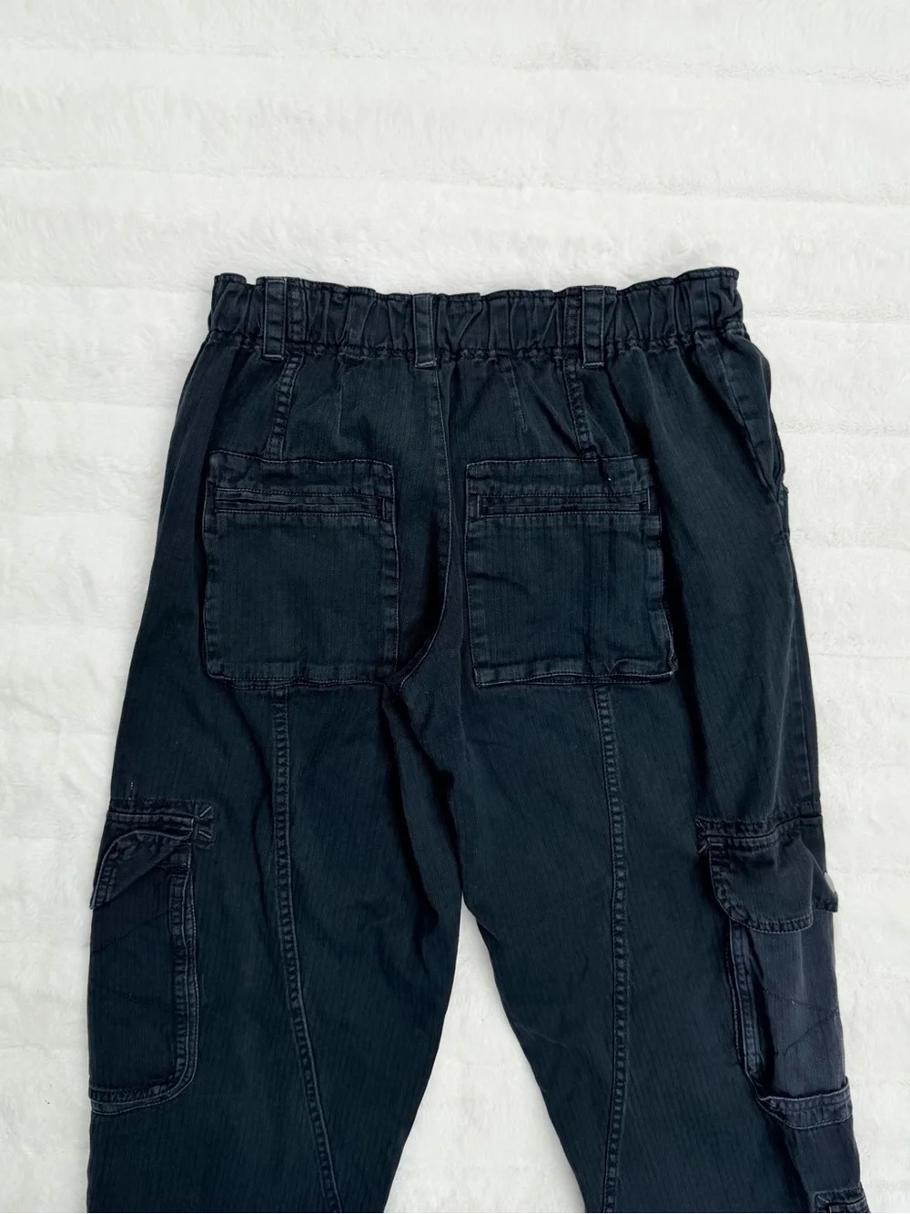 Free People Tahiti Cargo Pants Black Utility Drawstring Relaxed Fit S - Picture 10 of 12